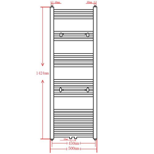 Håndklædetørrer centralvarme 500x1424 mm kurvet