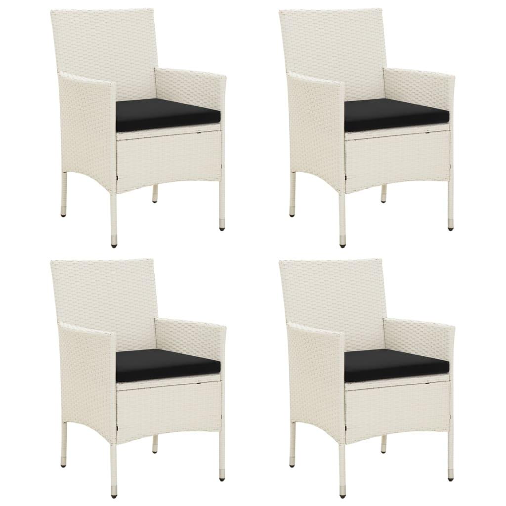 Havestole med hynder 4 stk. polyrattan hvid