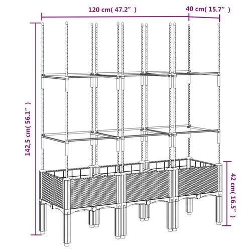 Plantekasse med espalier 120x40x142,5 cm PP lysegrå