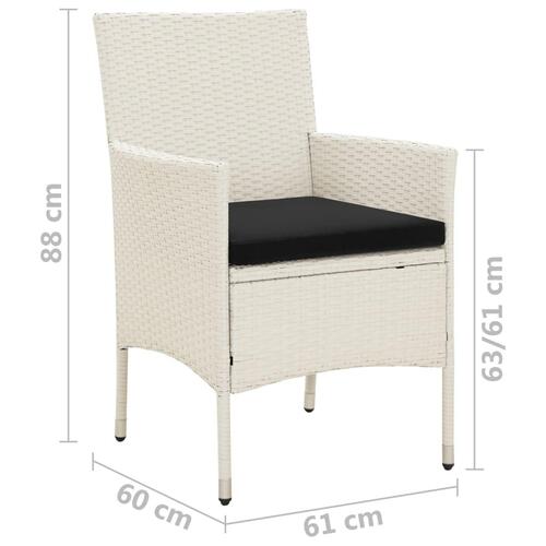Havestole med hynder 4 stk. polyrattan hvid