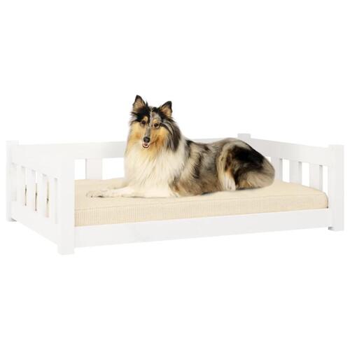 Hundeseng 95,5x65,5x28 cm massivt fyrretræ hvid