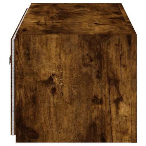 Væghængt tv-bord med LED-lys 100 x 35 x 31 cm - røget egetræ