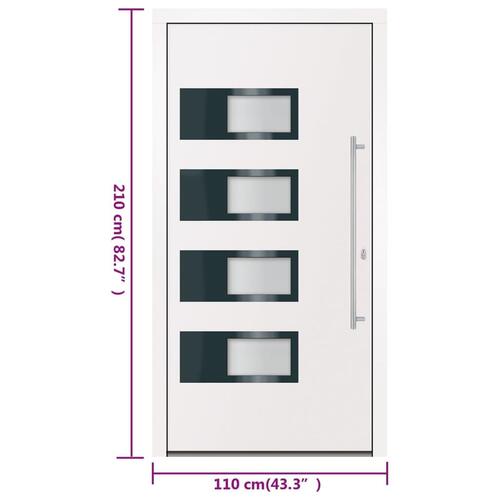 Hoveddør 110x210 cm aluminium og PVC hvid