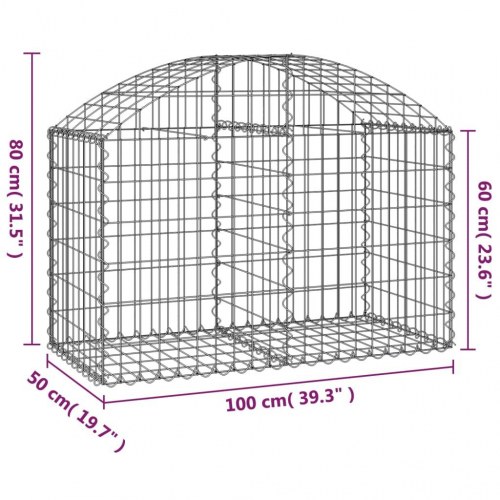 Buet gabionkurv 100x50x60/80 cm galvaniseret jern