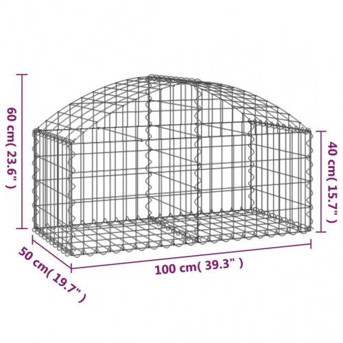 Buet gabionkurv 100×50×40/60 cm - galvaniseret jern
