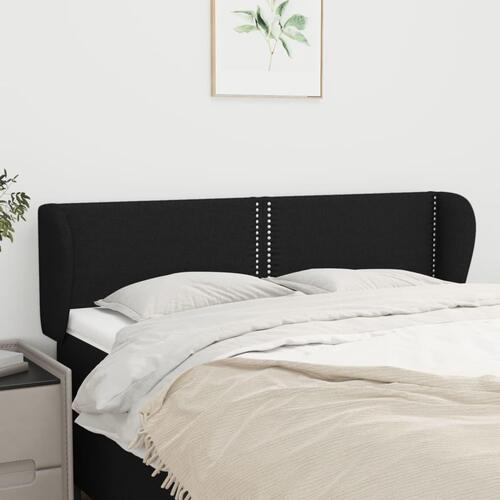 Sengegavl med kanter 147x23x78/88 cm stof sort