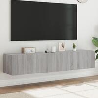 Væghængte tv-borde 2 stk. med LED-lys 80x35x31 cm grå sonoma-eg