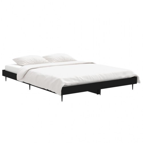 Sengestel 140x190 cm i sort konstrueret træ med metalben