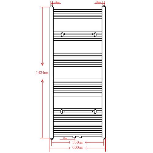 Håndklædetørrer centralvarme 600x1424 mm kurvet