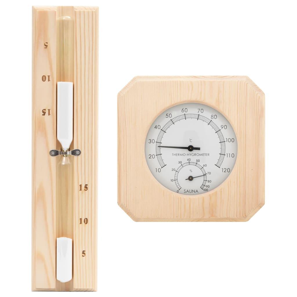 2-i-1 saunasæt hygrometer og timeglas massivt fyrretræ