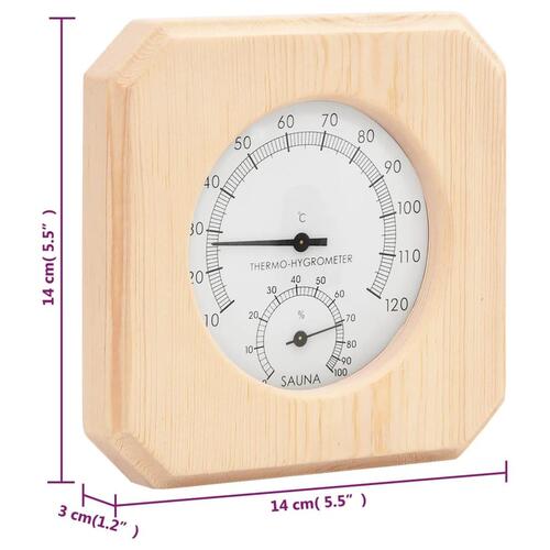2-i-1 saunasæt hygrometer og timeglas massivt fyrretræ