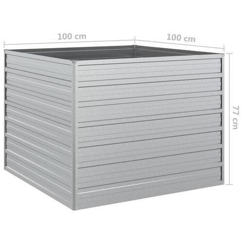 Højbed 100x100x77 cm galvaniseret stål sølvfarvet