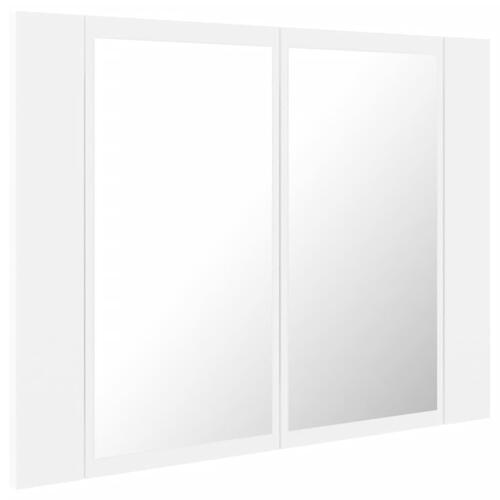 Badeværelsesskab m. spejl og LED-lys 60x12x45 cm akryl hvid