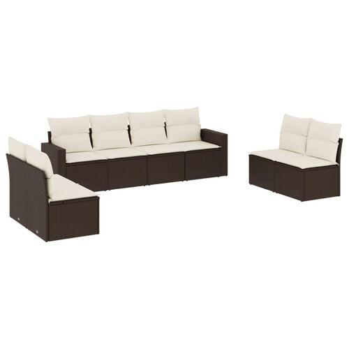 Sofasæt til haven 8 dele med hynder polyrattan brun