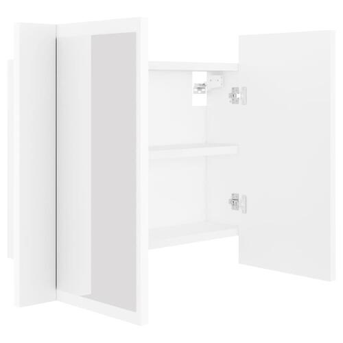 Badeværelsesskab m. spejl og LED-lys 60x12x45 cm akryl hvid