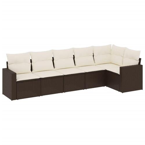 Sofasæt til haven 6 dele med hynder polyrattan brun