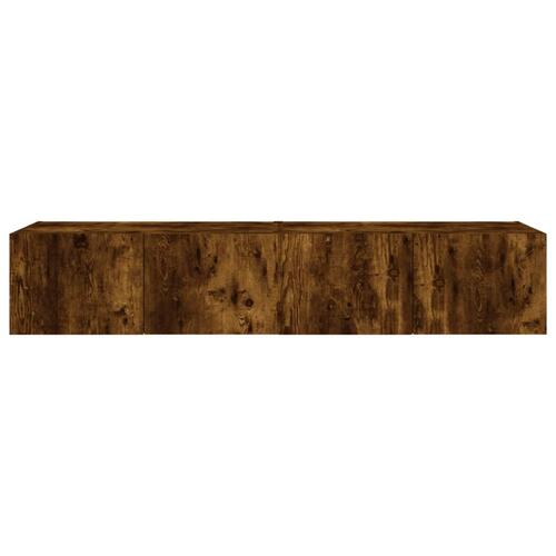 Væghængte tv-borde 2 stk. med LED-lys 80x35x31 cm røget eg
