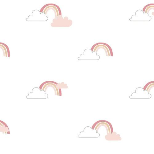 Noordwand tapet Mondo Baby Rainbows hvid og lyserød