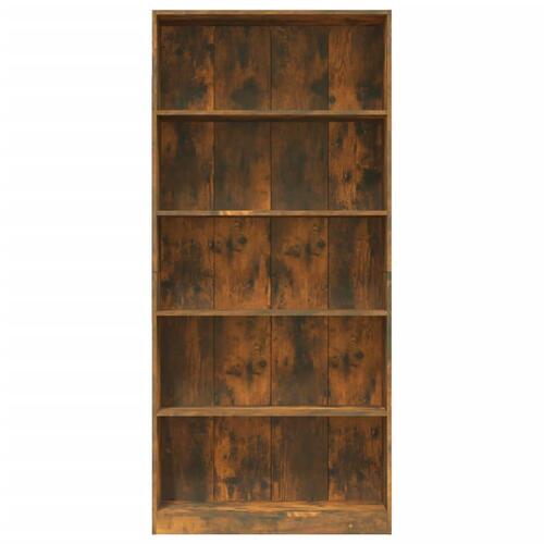 Bogreol m. 5 hylder 80x24x175 cm konstrueret træ røget egetræ