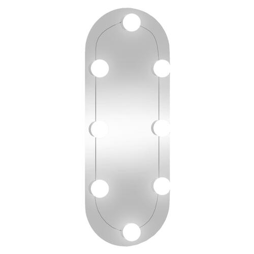 Vægspejl med LED-lys 20x50 cm oval glas