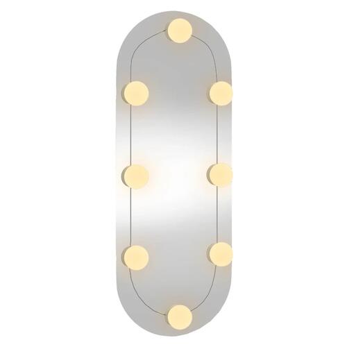 Vægspejl med LED-lys 20x50 cm oval glas