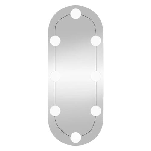 Vægspejl med LED-lys 20x50 cm oval glas