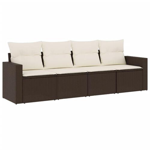 Sofasæt til haven 4 dele med hynder polyrattan brun