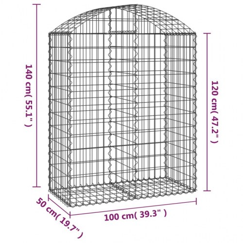 Buet gabionkurv 100×50×120/140 cm - galvaniseret jern