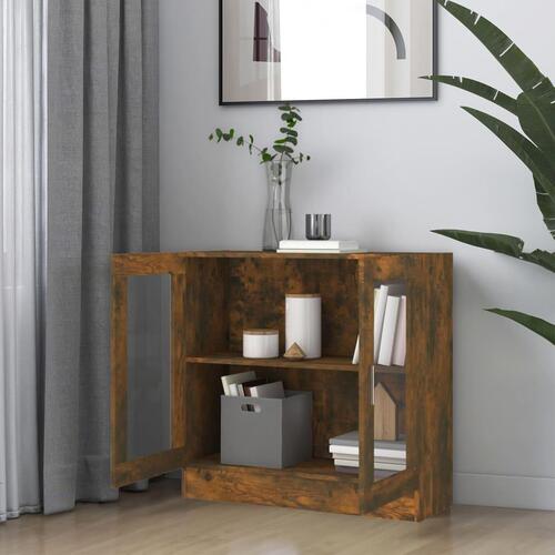 Vitrineskab 82,5x30,5x80 cm konstrueret træ røget egetræ