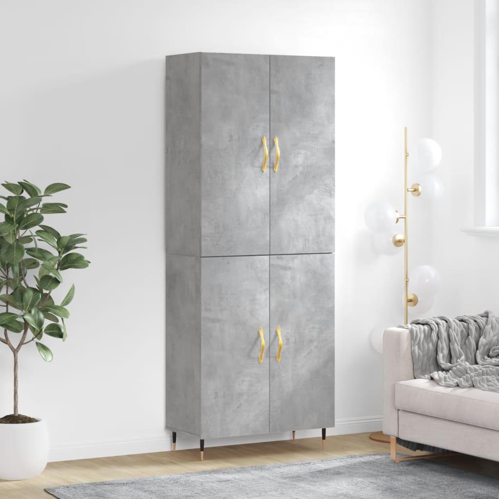 Højskab 69,5x34x180 cm konstrueret træ betongrå billede
