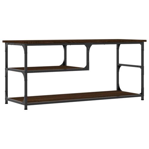 Tv-bord 103x38x46,5 cm konstrueret træ og stål brun eg