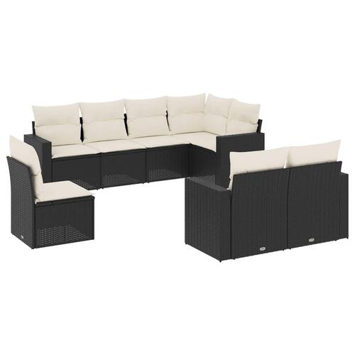 Sofasæt til haven 8 dele med hynder polyrattan sort