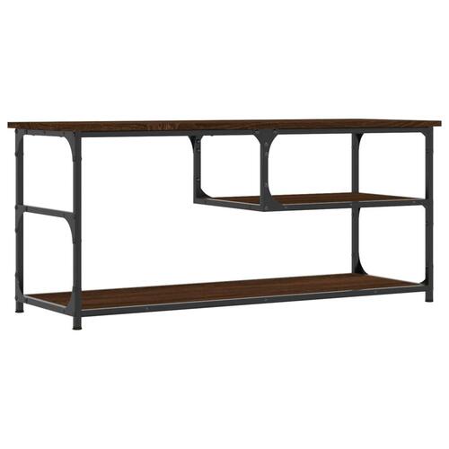 Tv-bord 103x38x46,5 cm konstrueret træ og stål brun eg