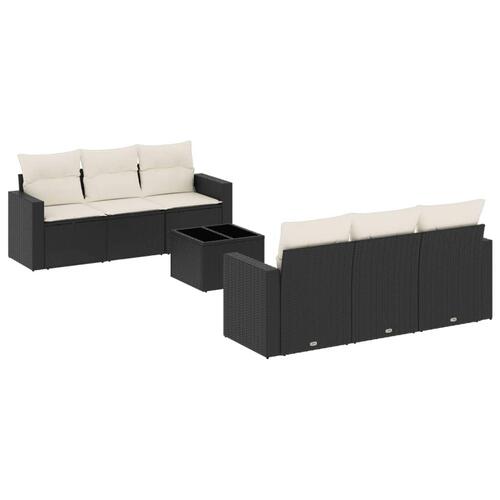 Sofasæt til haven 7 dele med hynder polyrattan sort