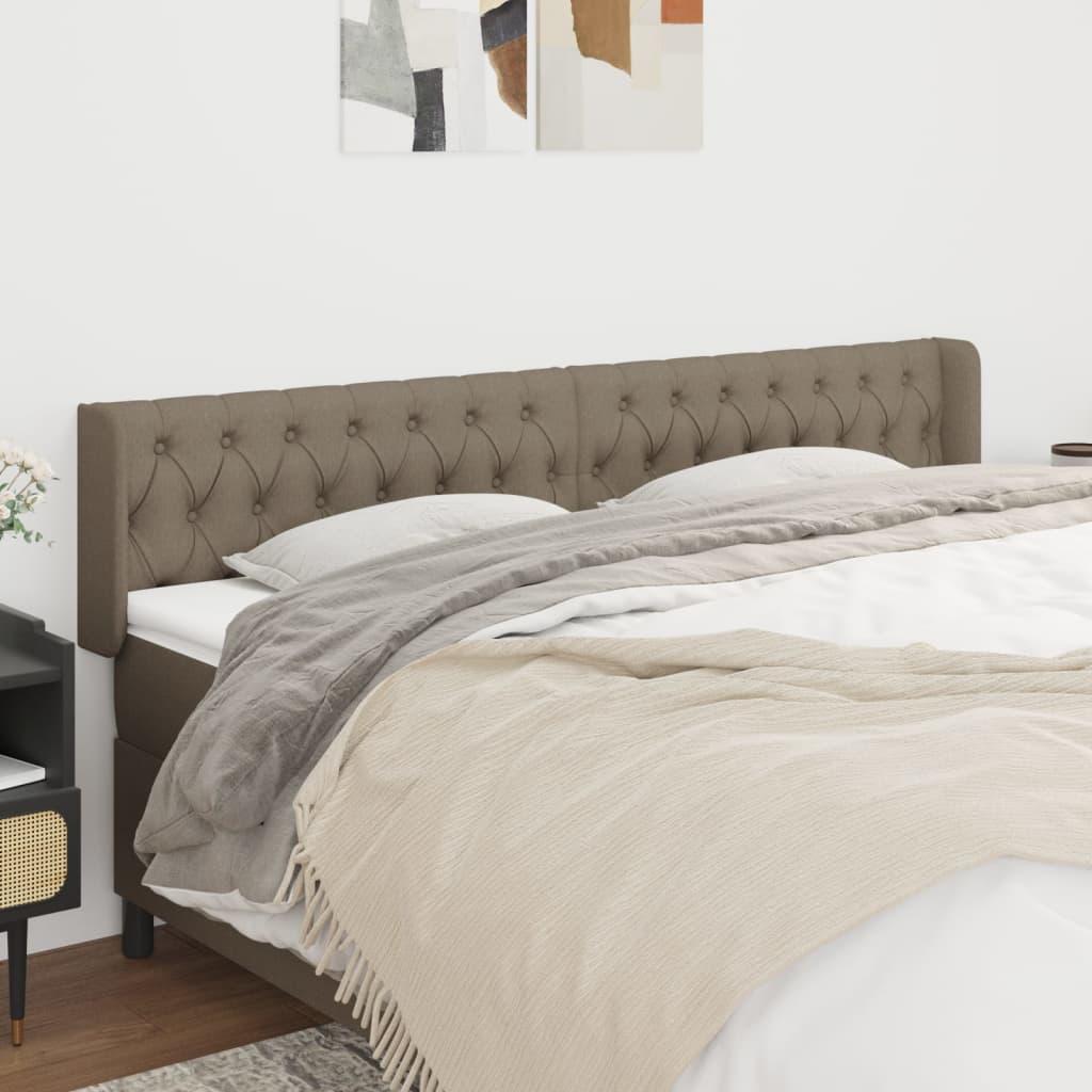 Sengegavl med kanter 203x16x78/88 cm stof gråbrun