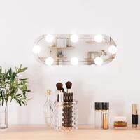 Vægspejl med LED-lys 15x40 cm oval glas