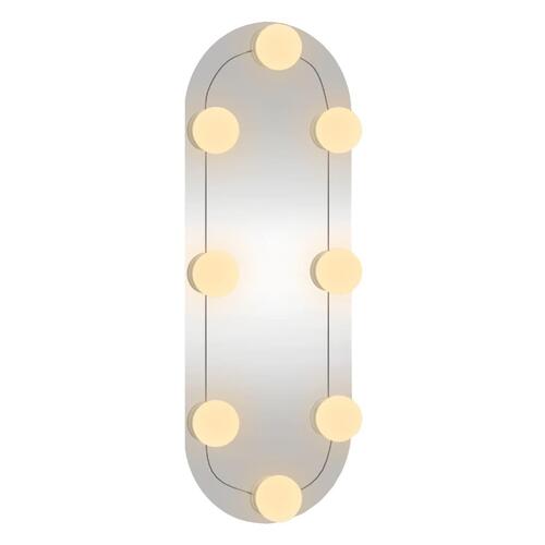 Vægspejl med LED-lys 15x40 cm oval glas