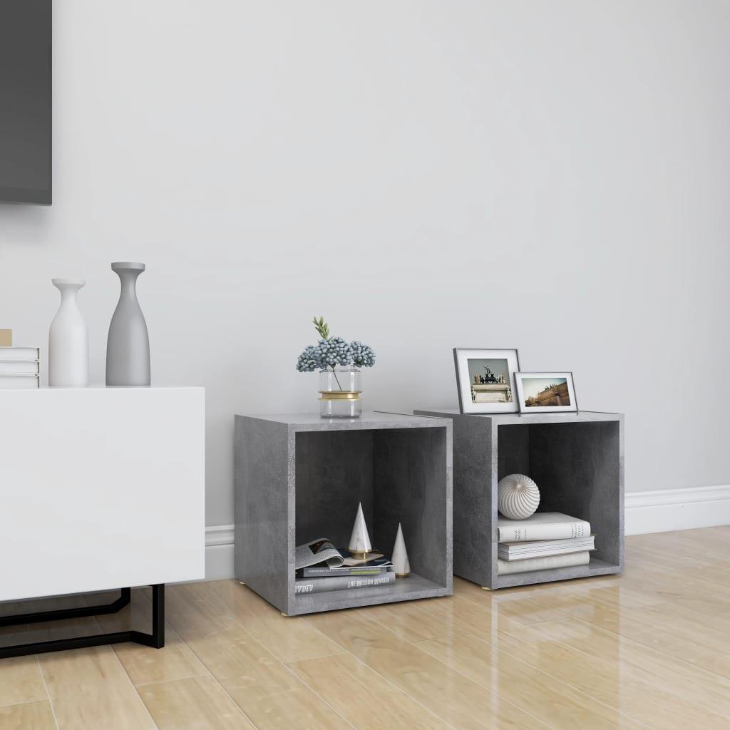Tv-borde 2 stk. 37x35x37 cm konstrueret træ betongrå