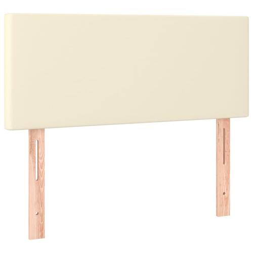 Sengegavl med LED-lys 90x5x78/88 cm kunstlæder cremefarvet