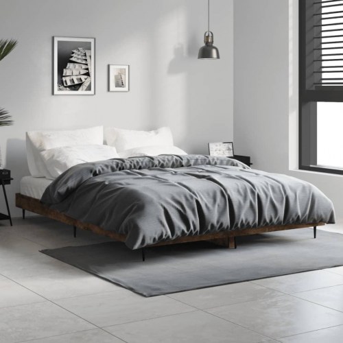 Sengeramme 140x190 cm i konstrueret træ - røget eg, uden madras