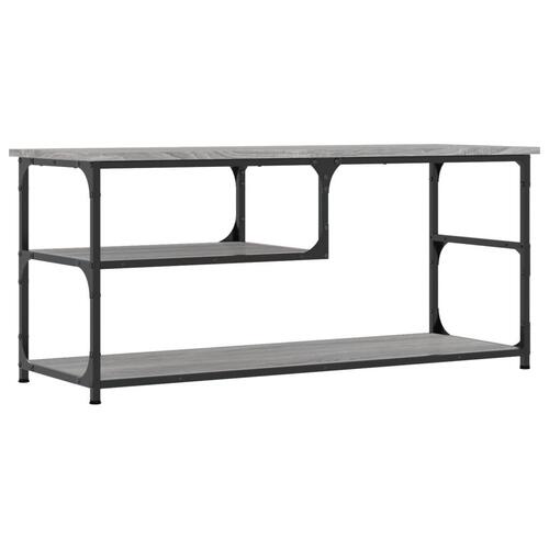 Tv-bord 100x33x41 cm konstrueret træ og stål grå sonoma-eg