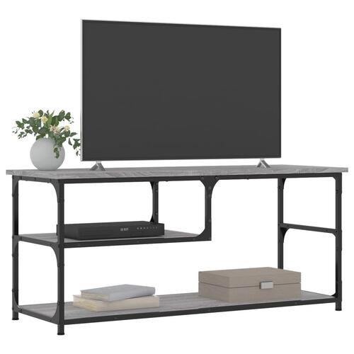 Tv-bord 100x33x41 cm konstrueret træ og stål grå sonoma-eg