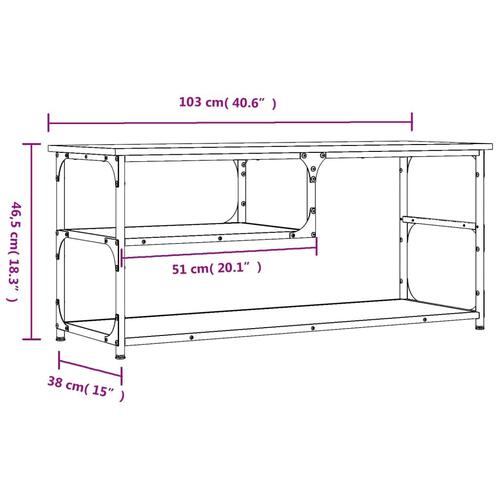 Tv-bord 100x33x41 cm konstrueret træ og stål grå sonoma-eg