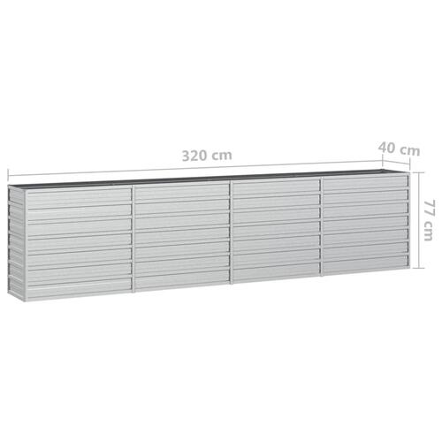 Højbed 320x40x77 cm galvaniseret stål sølvfarvet