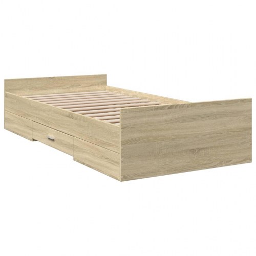 Sengeramme med skuffe 75x190 cm - sonoma-eg