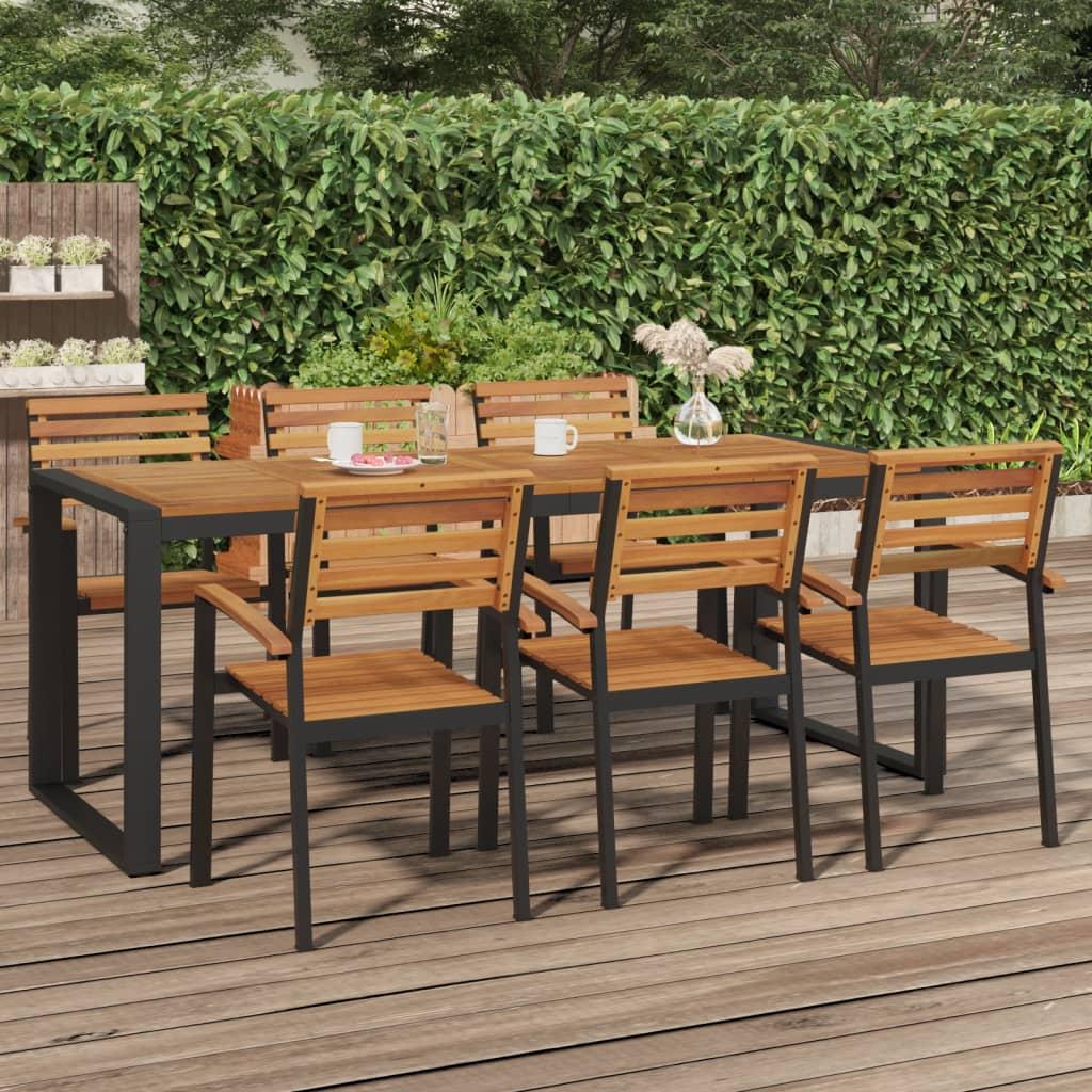 Havebord med U-formede ben 200x90x75 cm massivt akacietræ