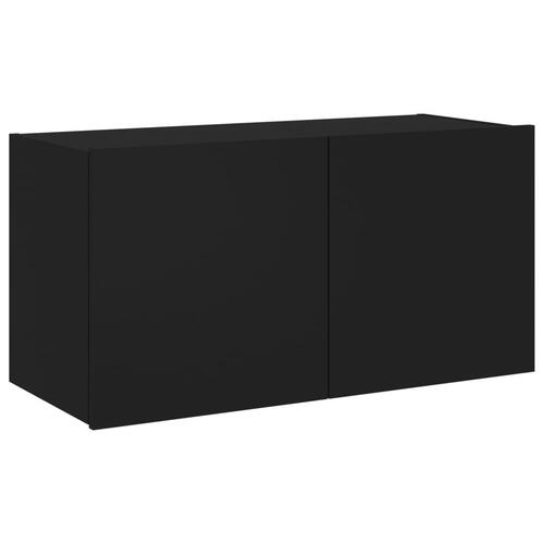 Væghængt tv-bord med LED-lys 80x35x41 cm sort