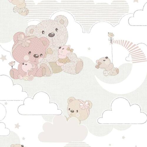 Noordwand tapet Mondo Baby Hug Bears lyserød og beige