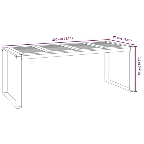 Havebord med U-formede ben 200x90x75 cm massivt akacietræ