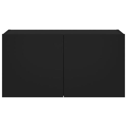 Væghængt tv-bord med LED-lys 80x35x41 cm sort